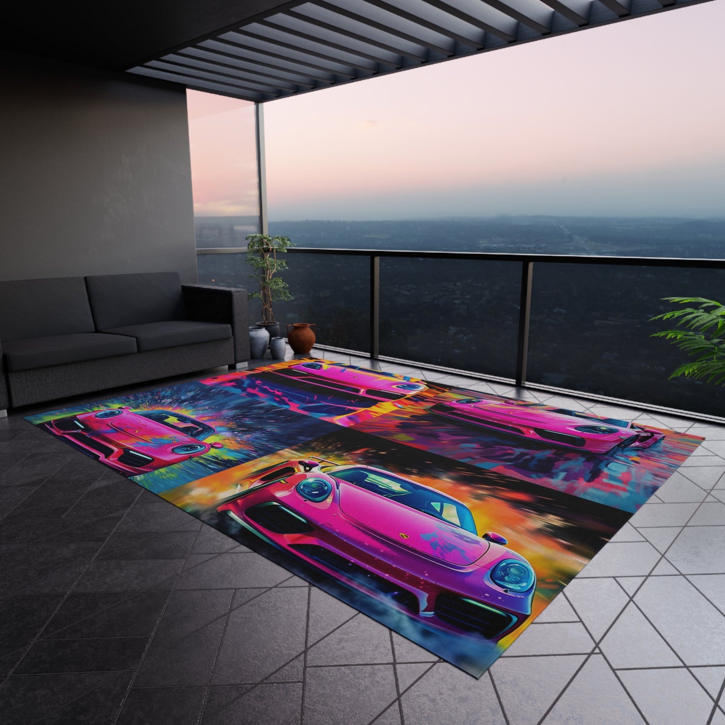 Outdoor Rug  Pink Porsche water fusion 5