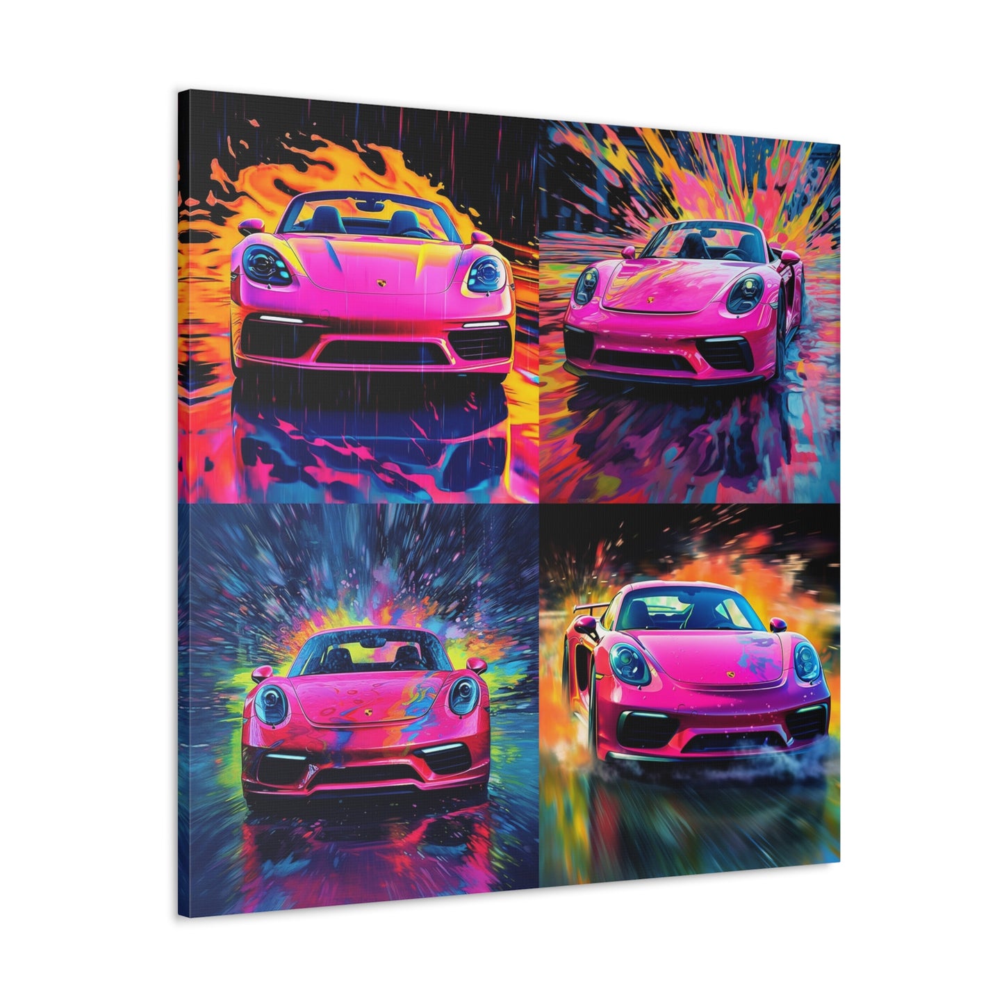 Canvas Gallery Wraps Pink Porsche water fusion 4 pack