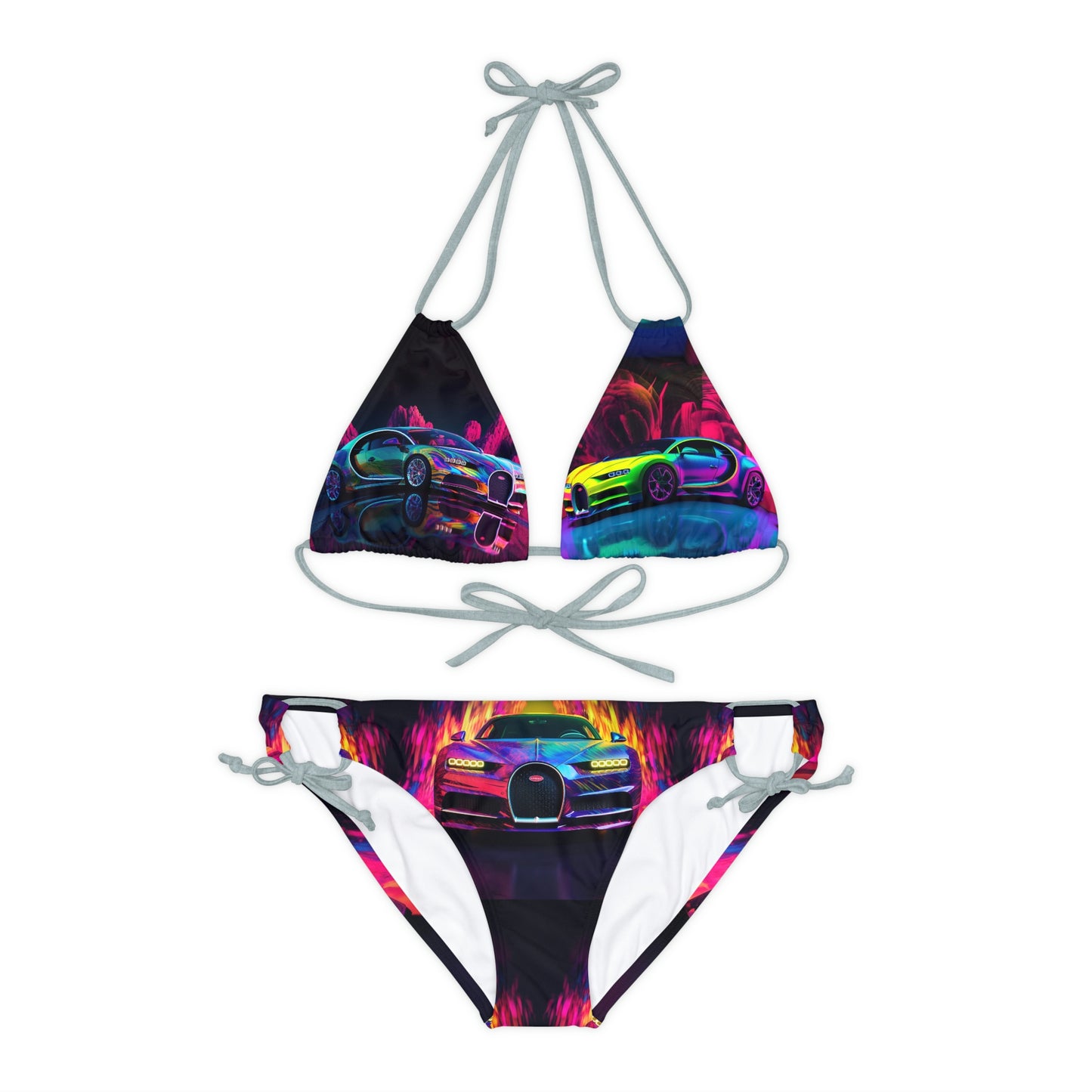 Strappy Bikini Set (AOP) florescent Bugatti flair