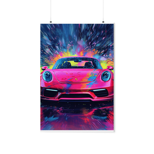 Premium Matte Vertical Posters Pink Porsche water fusion 3