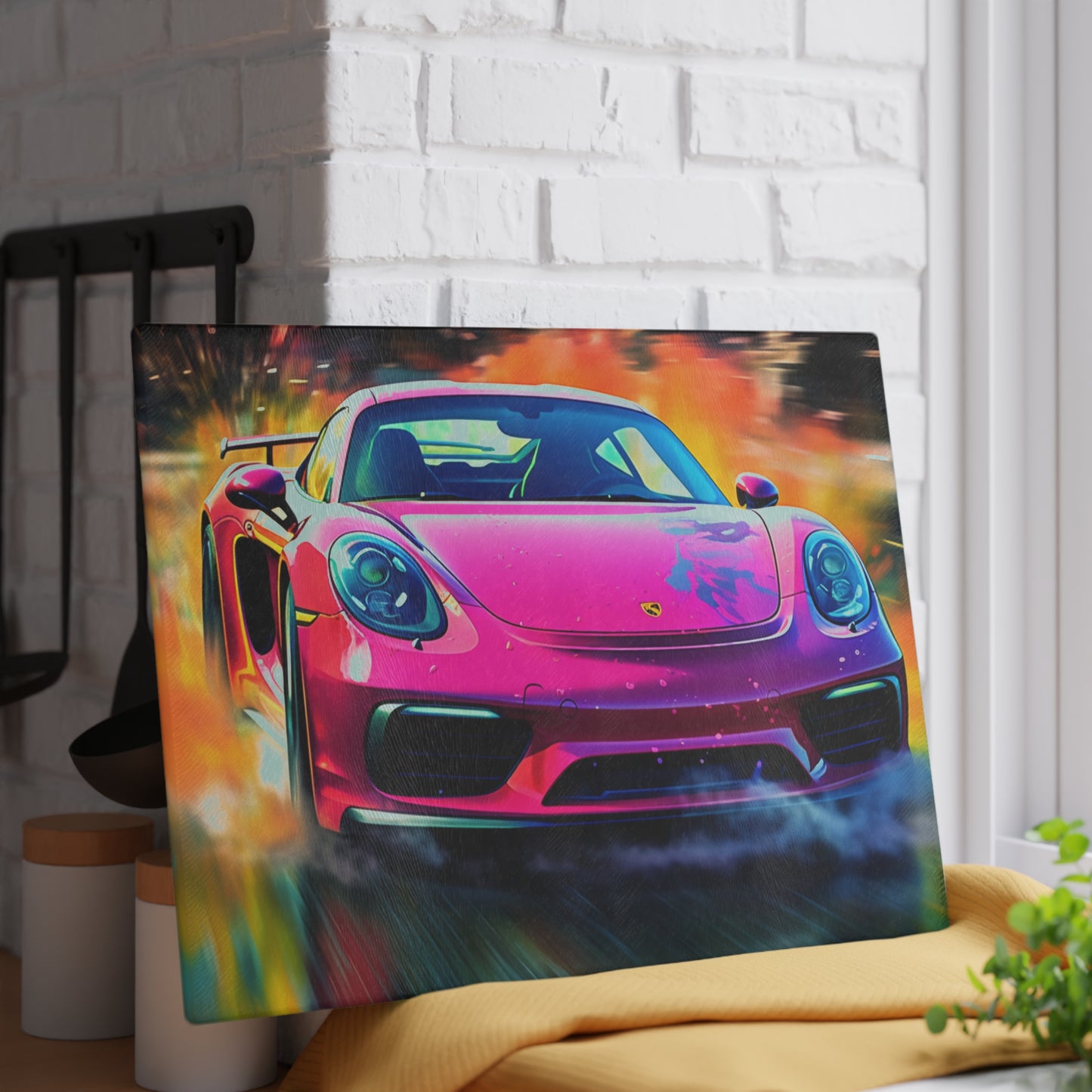 Glass Cutting Board Pink Porsche water fusion 4