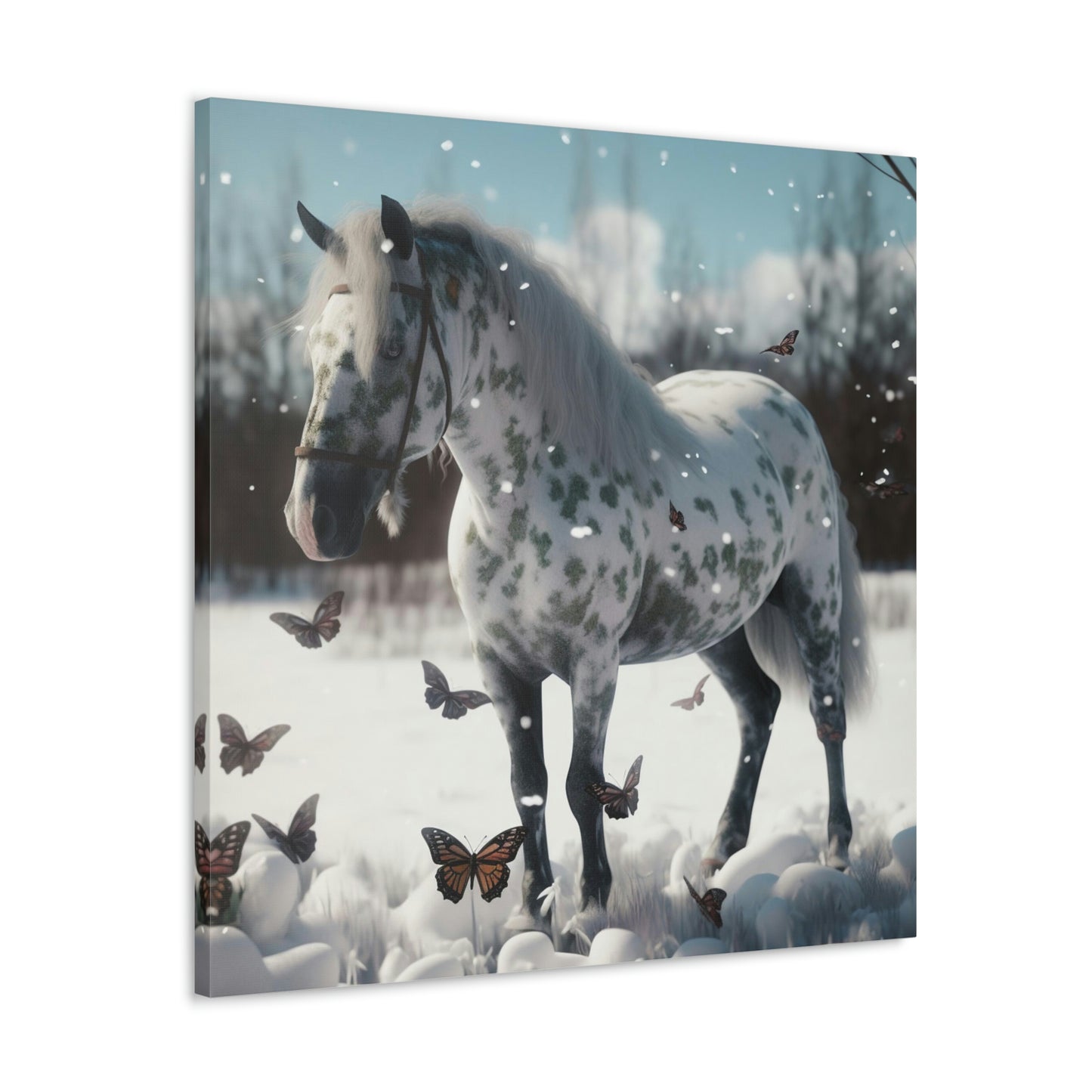 Canvas Gallery Wraps Butterfly Snow Horses 3
