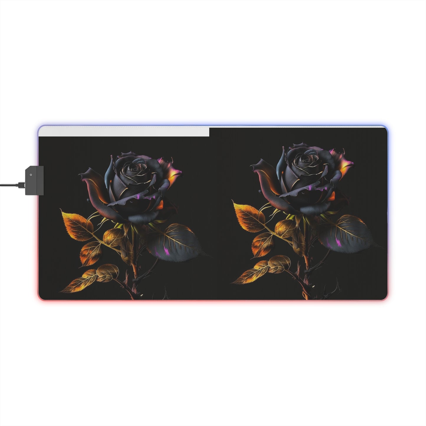 LED Gaming Mouse Pad Black Glod Rose