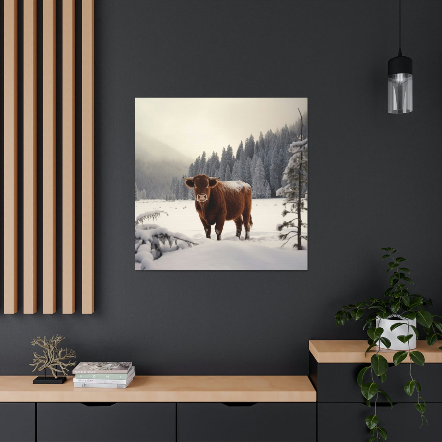 Canvas Gallery Wraps Cow Snow 3