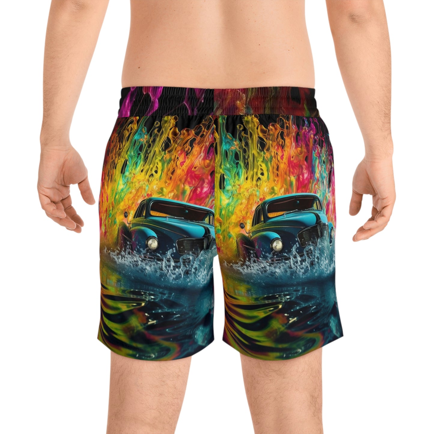 Men's Mid-Length Swim Shorts (AOP) Hotrod Water 1