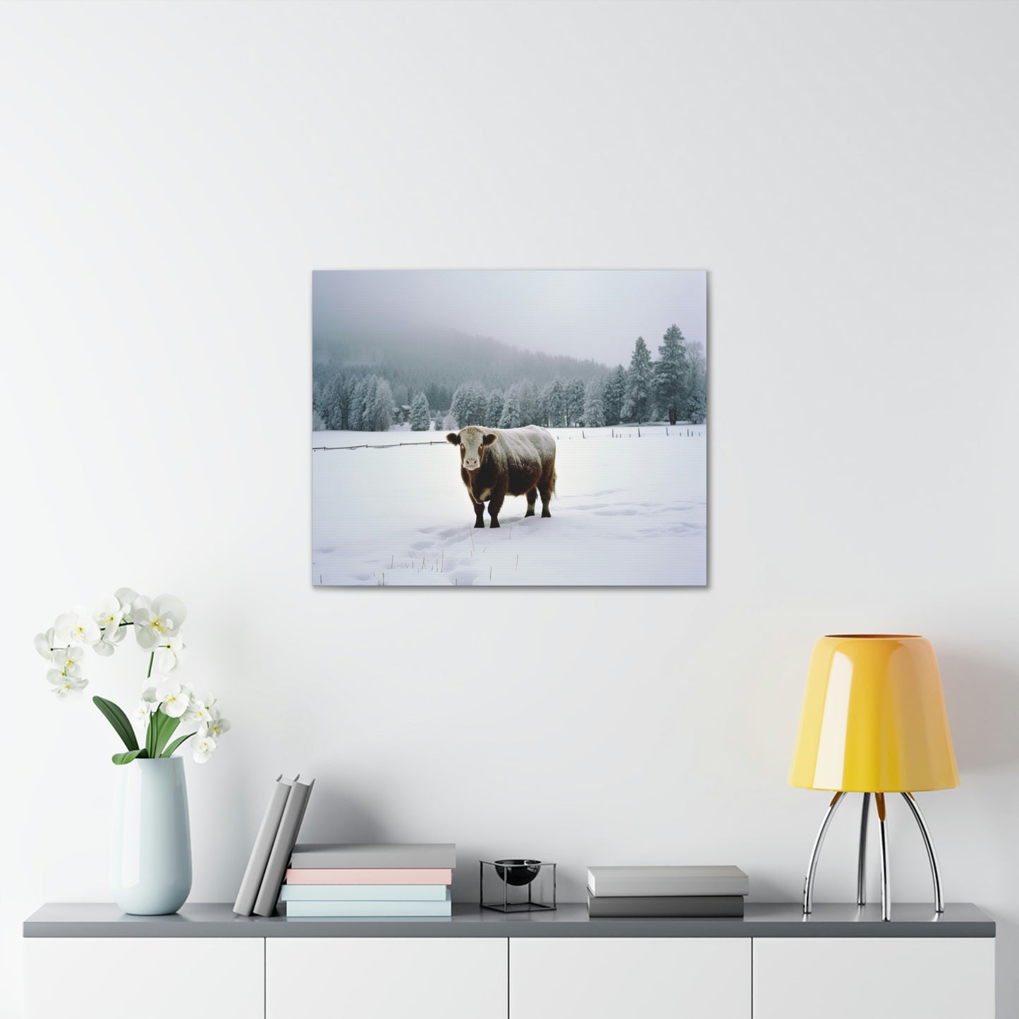 Canvas Gallery Wraps  Cow Snow 1