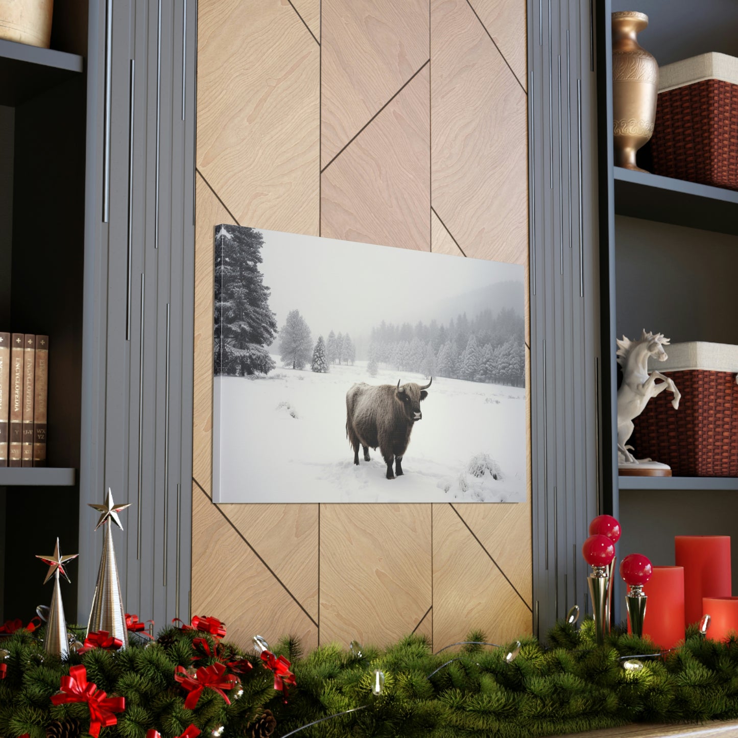 Canvas Gallery Wraps Cow Snow 4