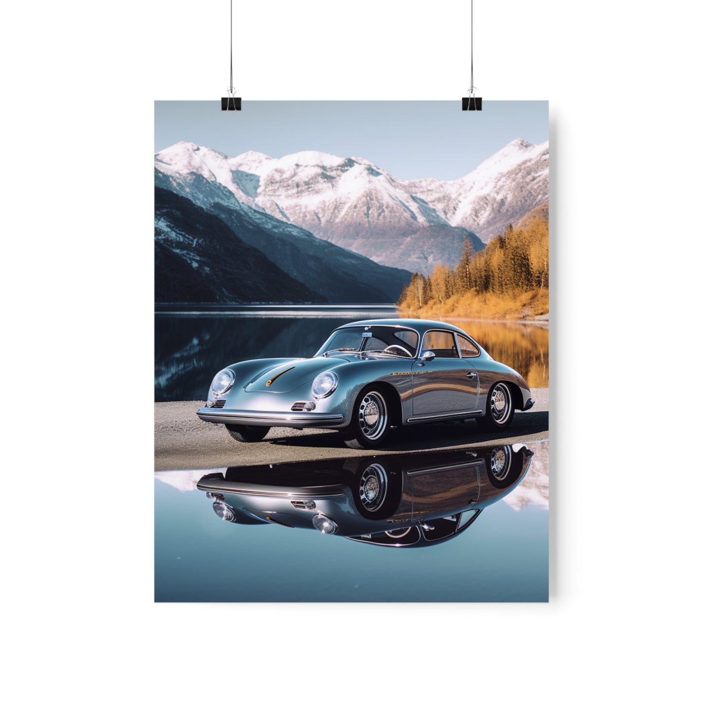 Premium Matte Vertical Posters Porsche Lake 1