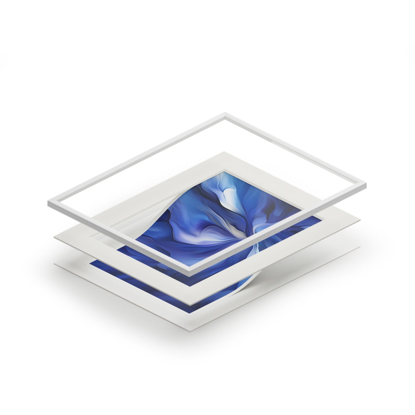 Fine Art Prints (Passepartout Paper Frame) Abstract Blue Tulip 3