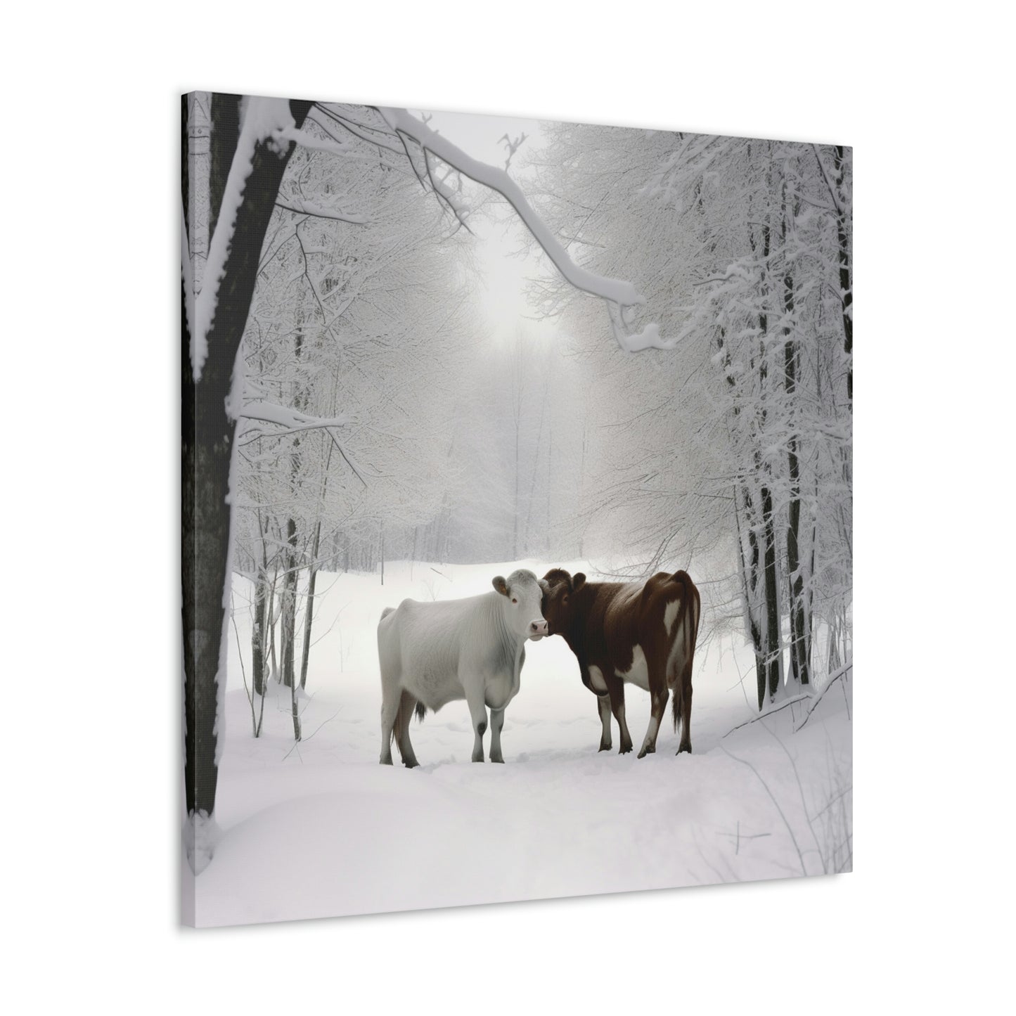 Canvas Gallery Wraps Long Haired Cow snow 4