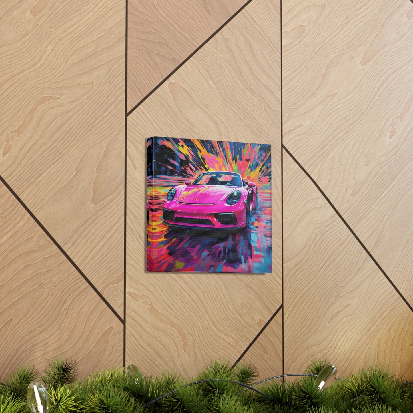 Canvas Gallery Wraps Pink Porsche water fusion 2