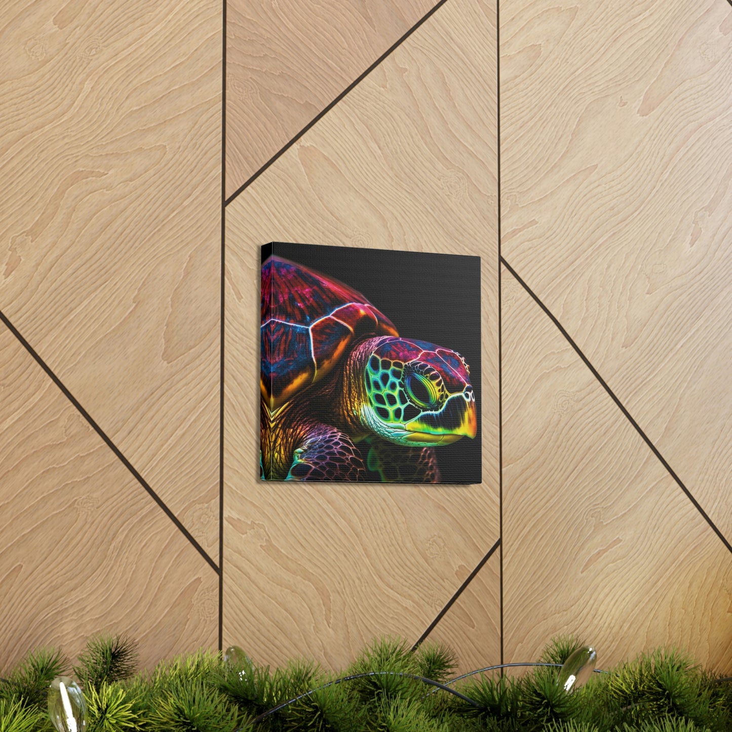 Canvas Gallery Wraps Neon Sea Turtle 3