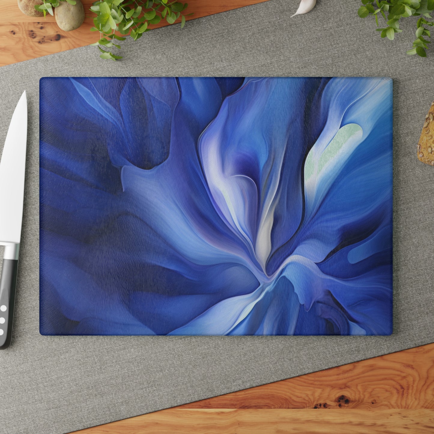 Glass Cutting Board Abstract Blue Tulip 3