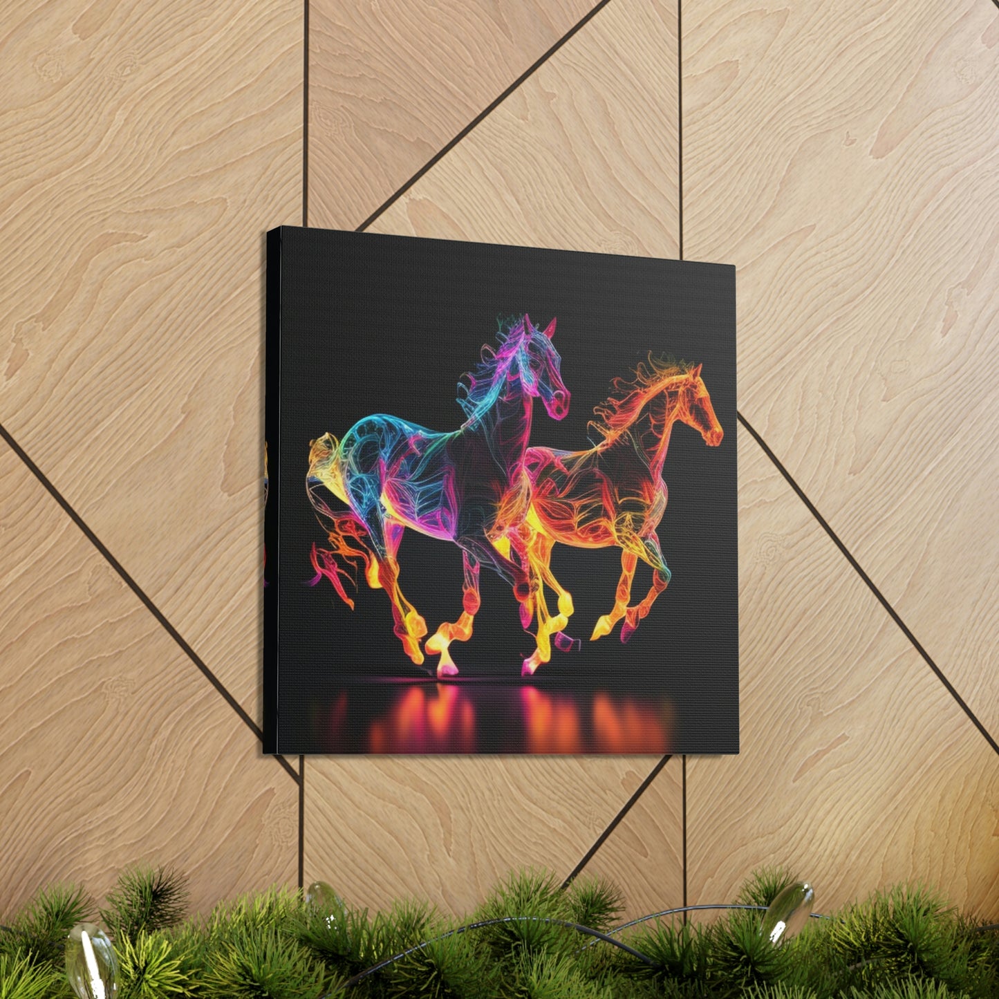 Canvas Gallery Wraps Two Neon Horses 2