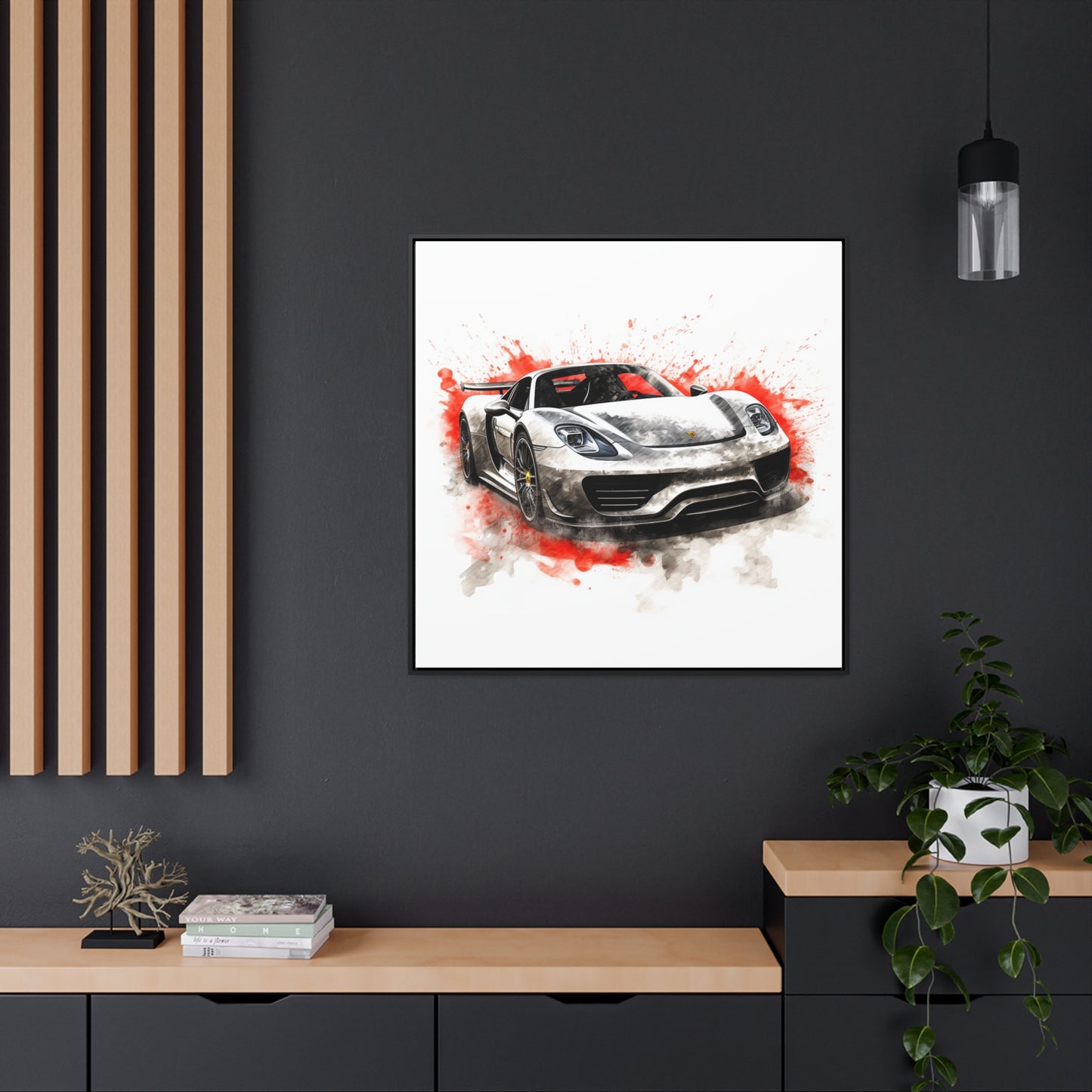 Gallery Canvas Wraps, Square Frame 918 Spyder white background driving fast with water splashing 4