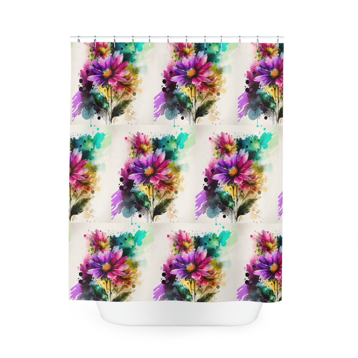 Polyester Shower Curtain Bright spring flowers 1