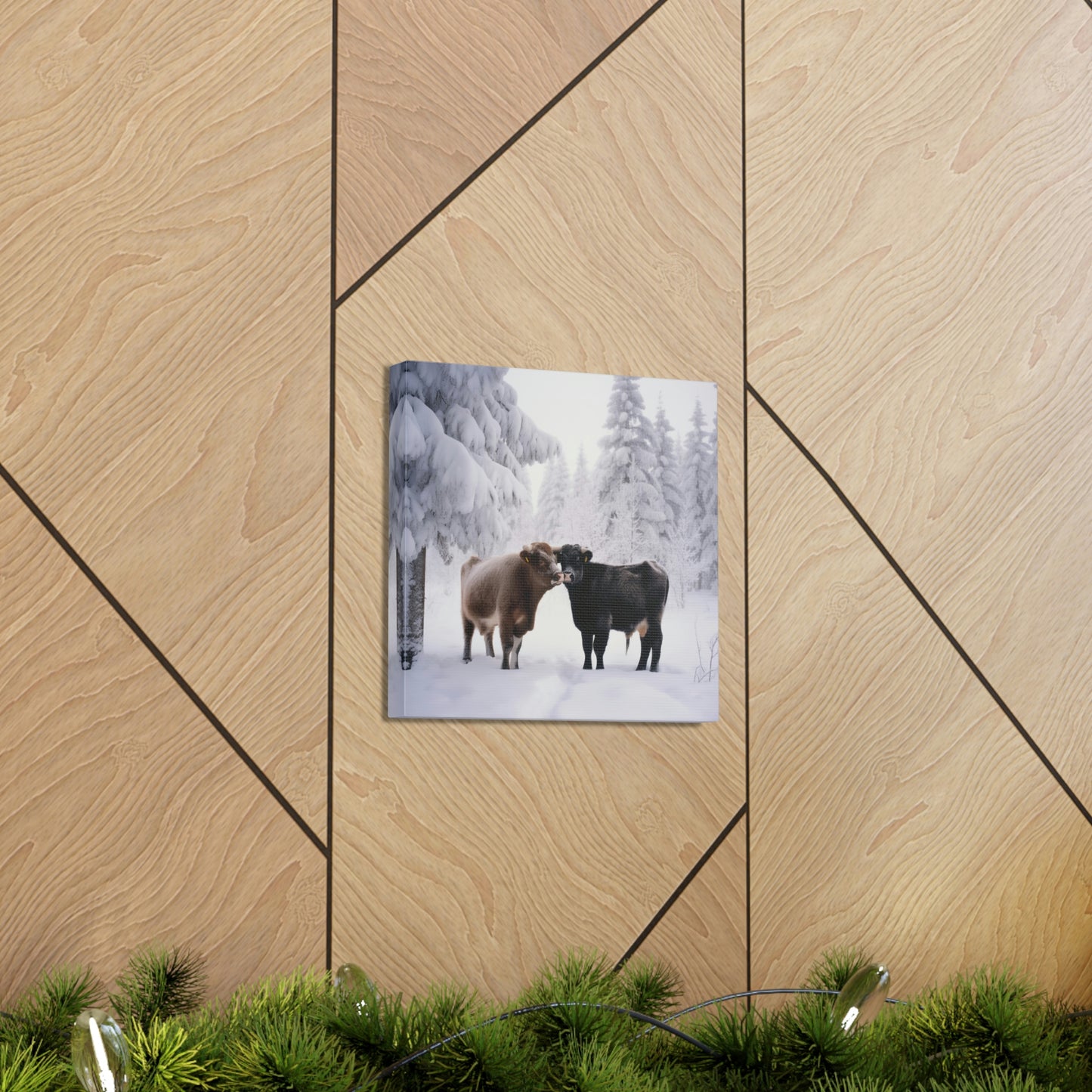 Canvas Gallery Wraps Long Haired Cow snow 3