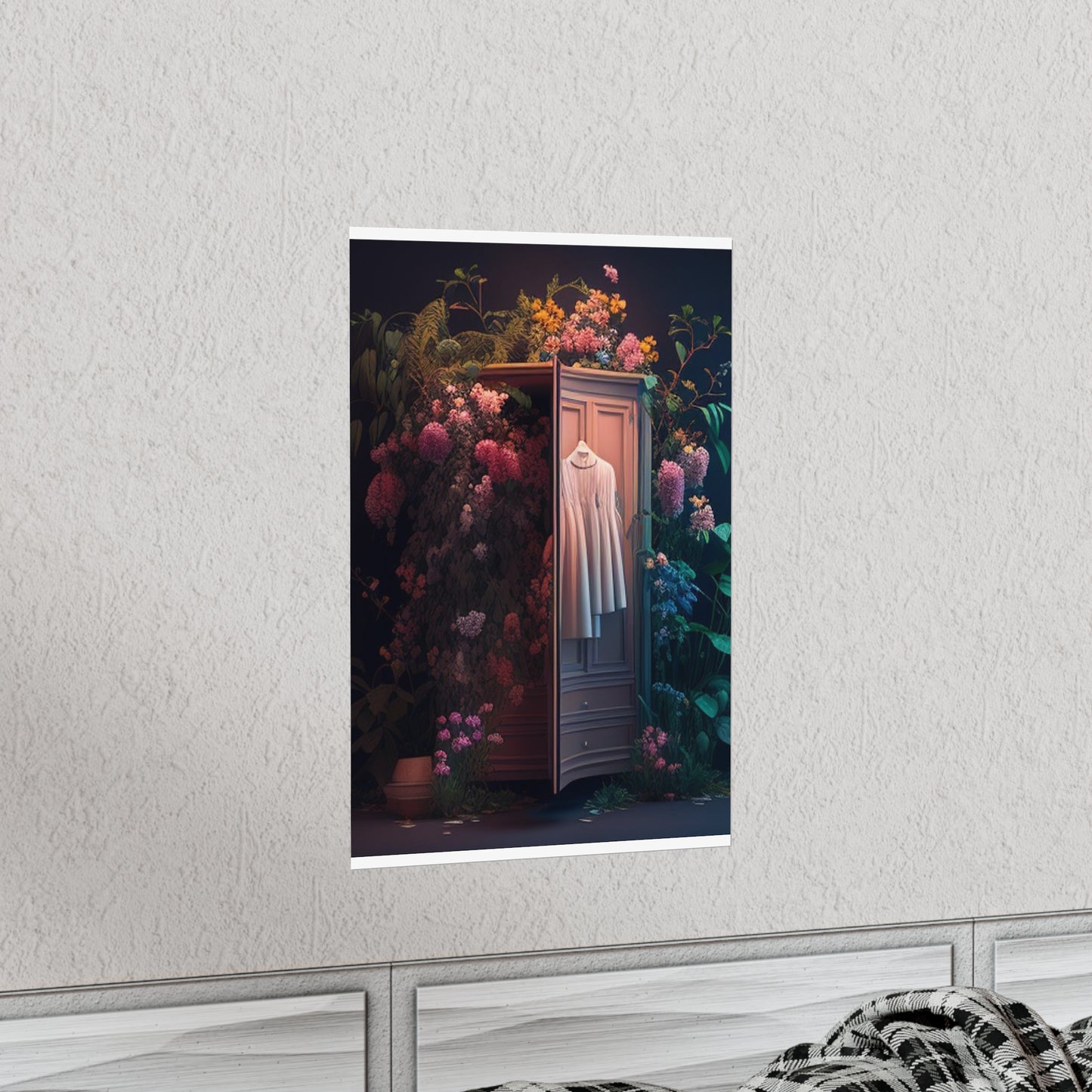 Premium Matte Vertical Posters A Wardrobe Surrounded by Flowers 3