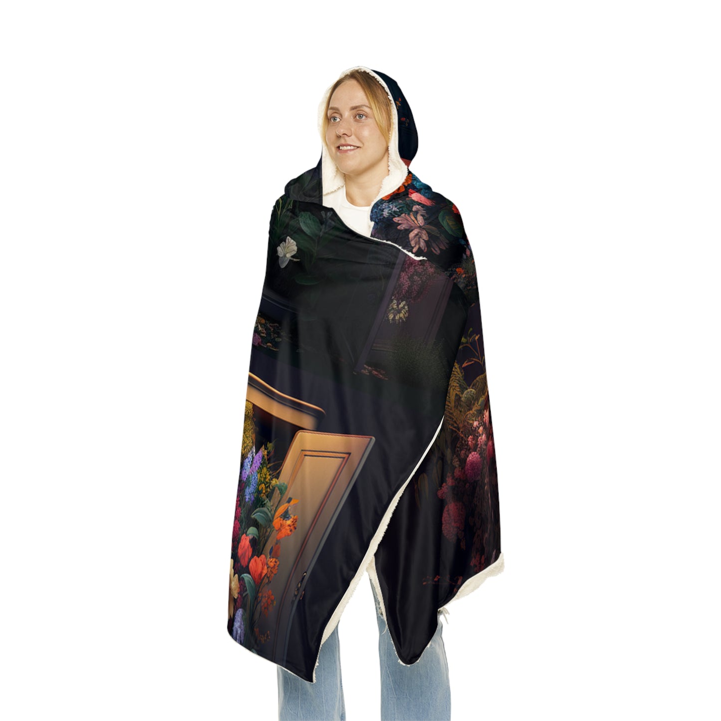 Snuggle Hooded Blanket A Wardrobe Surrounded by Flowers 5