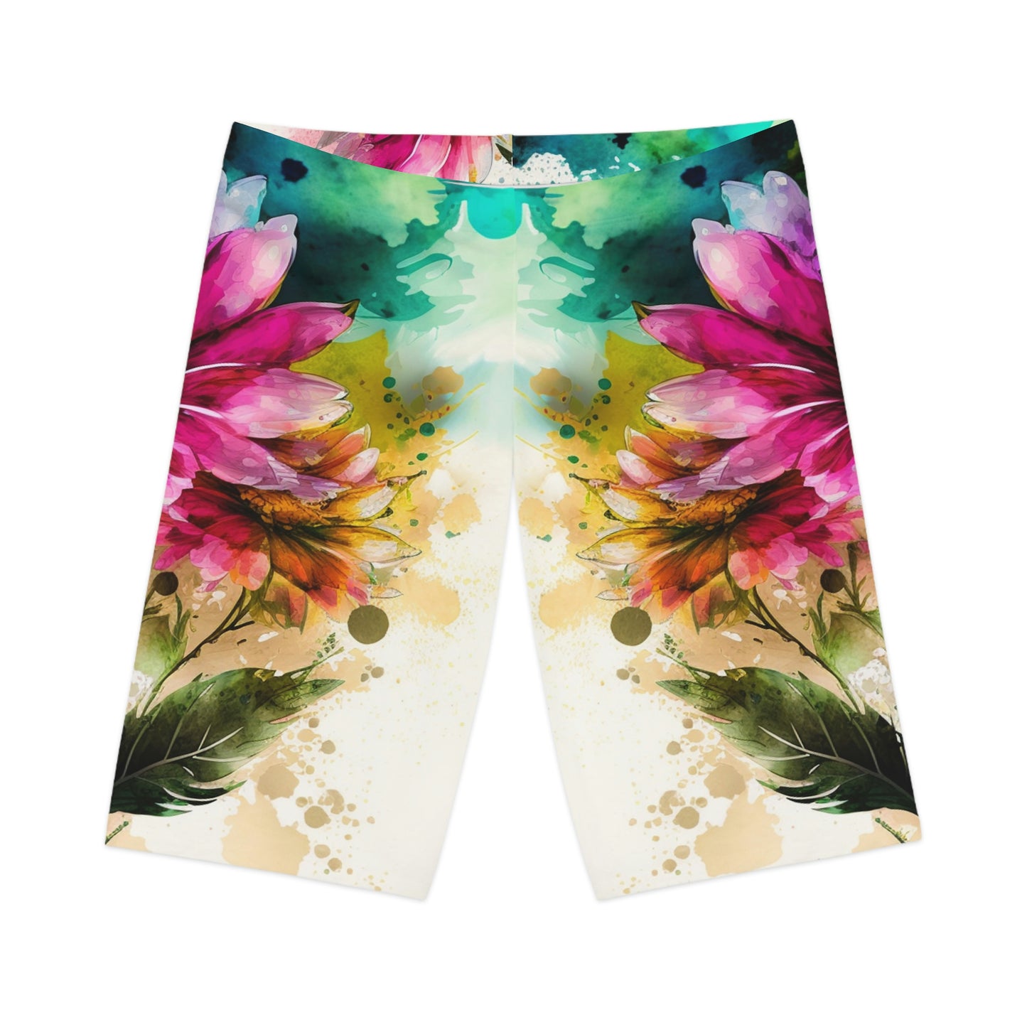 Women's Bike Shorts (AOP) Bright Spring Flower 1