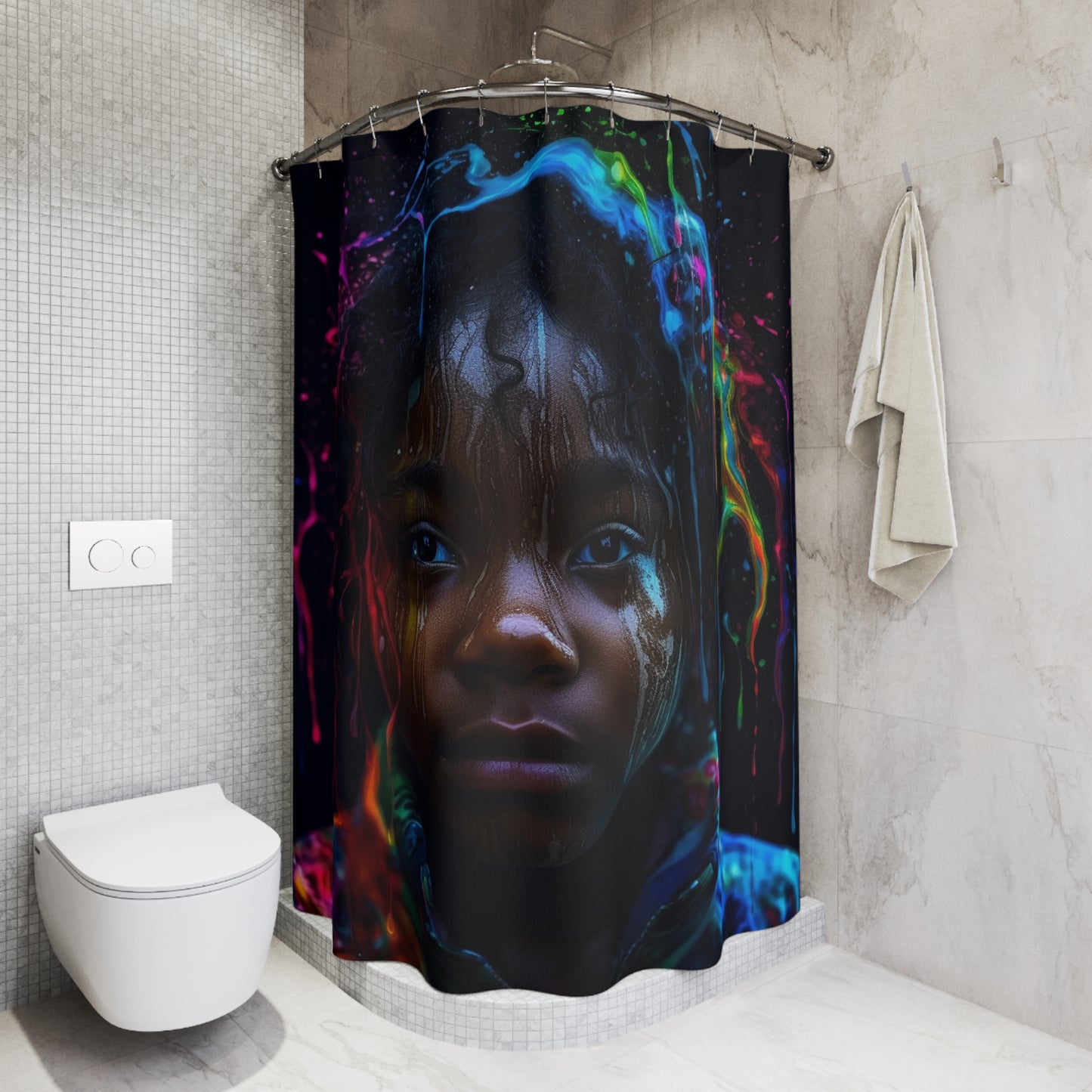 Polyester Shower Curtain kid color rain 4