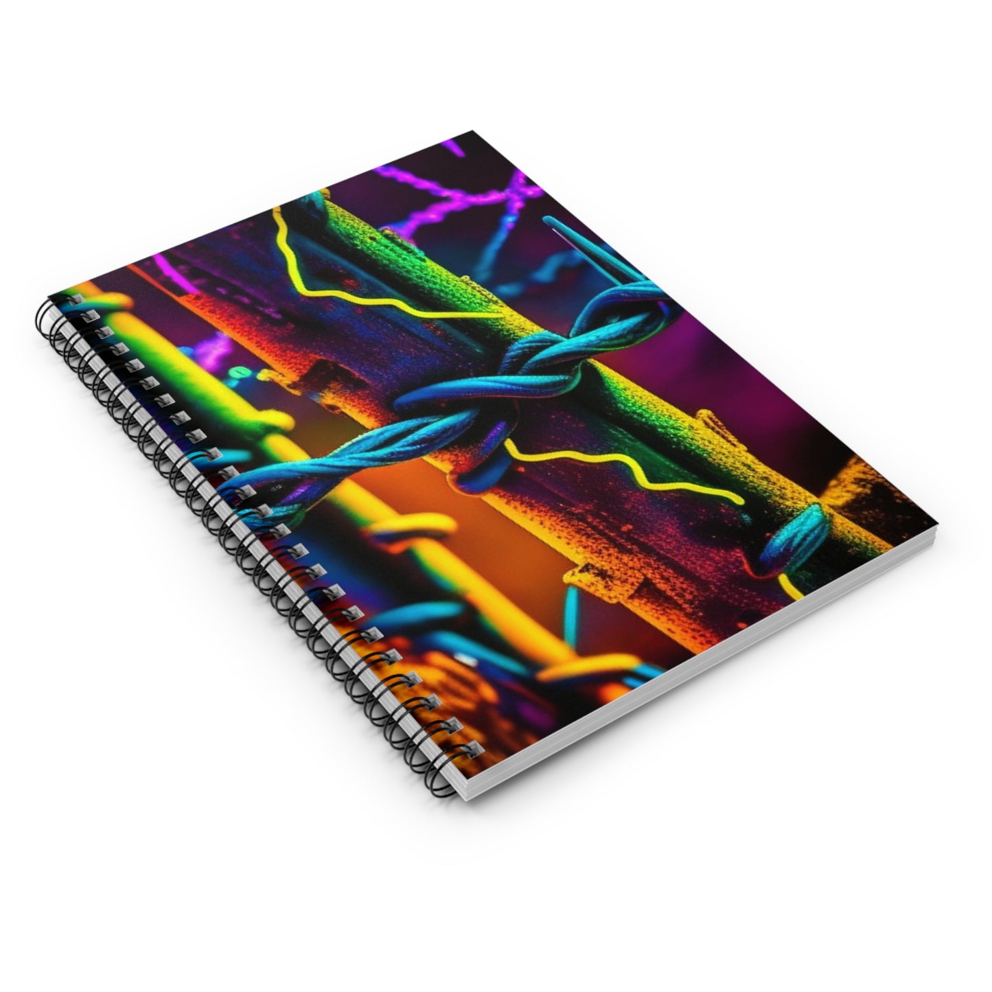 Spiral Notebook - Ruled Line Macro Neon Barb 2