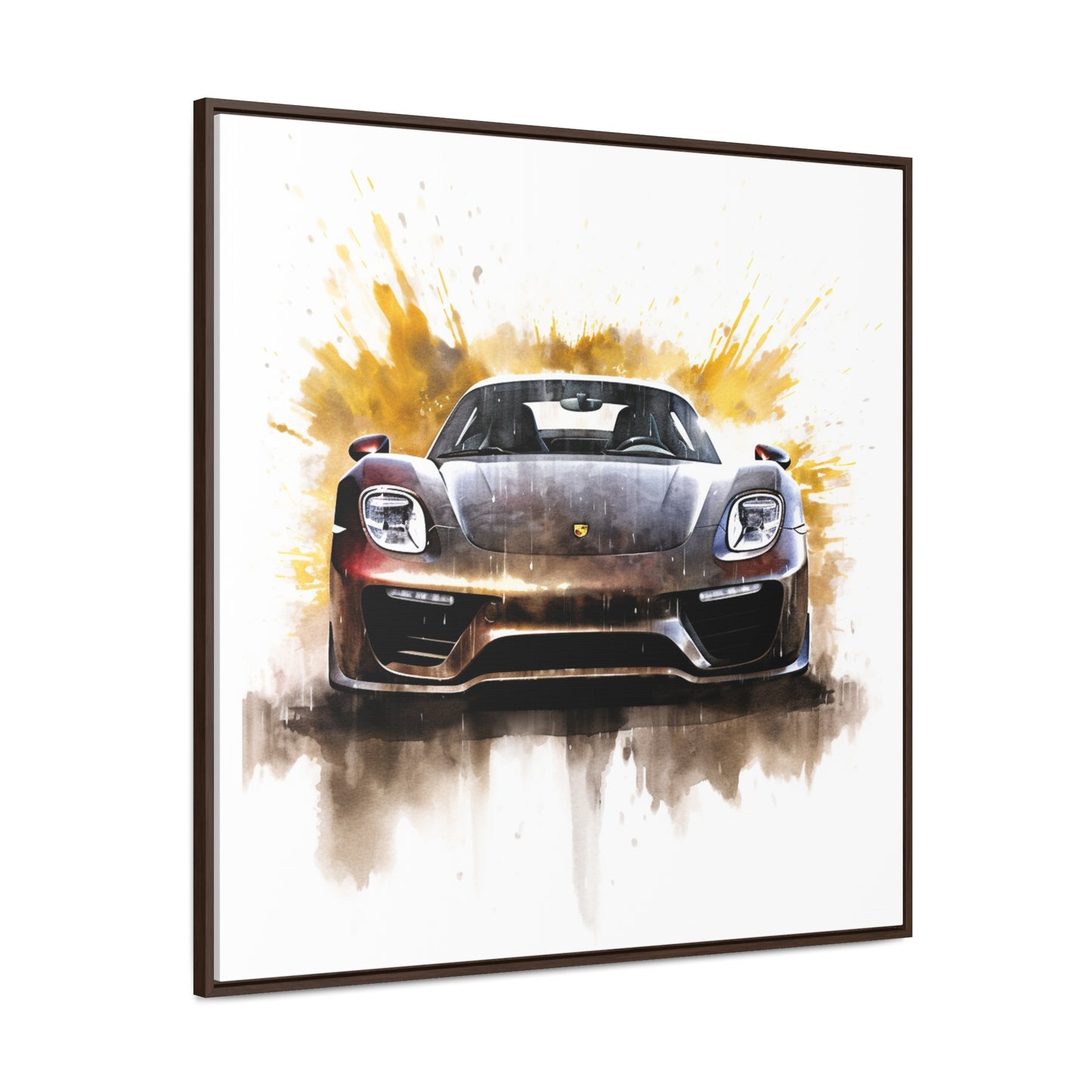 Gallery Canvas Wraps, Square Frame 918 Spyder white background driving fast with water splashing 1