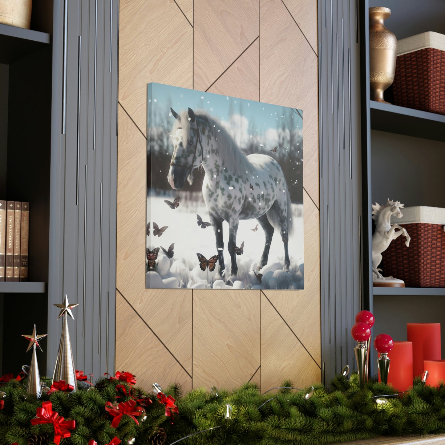 Canvas Gallery Wraps Butterfly Snow Horses 3