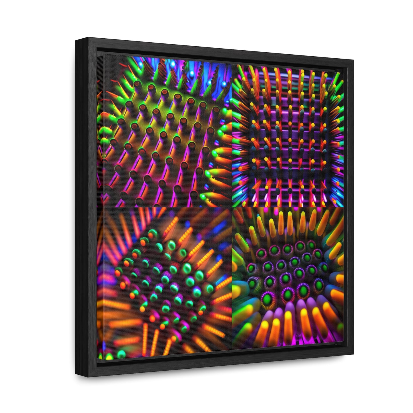 Gallery Canvas Wraps, Square Frame Macro Cactus neon square