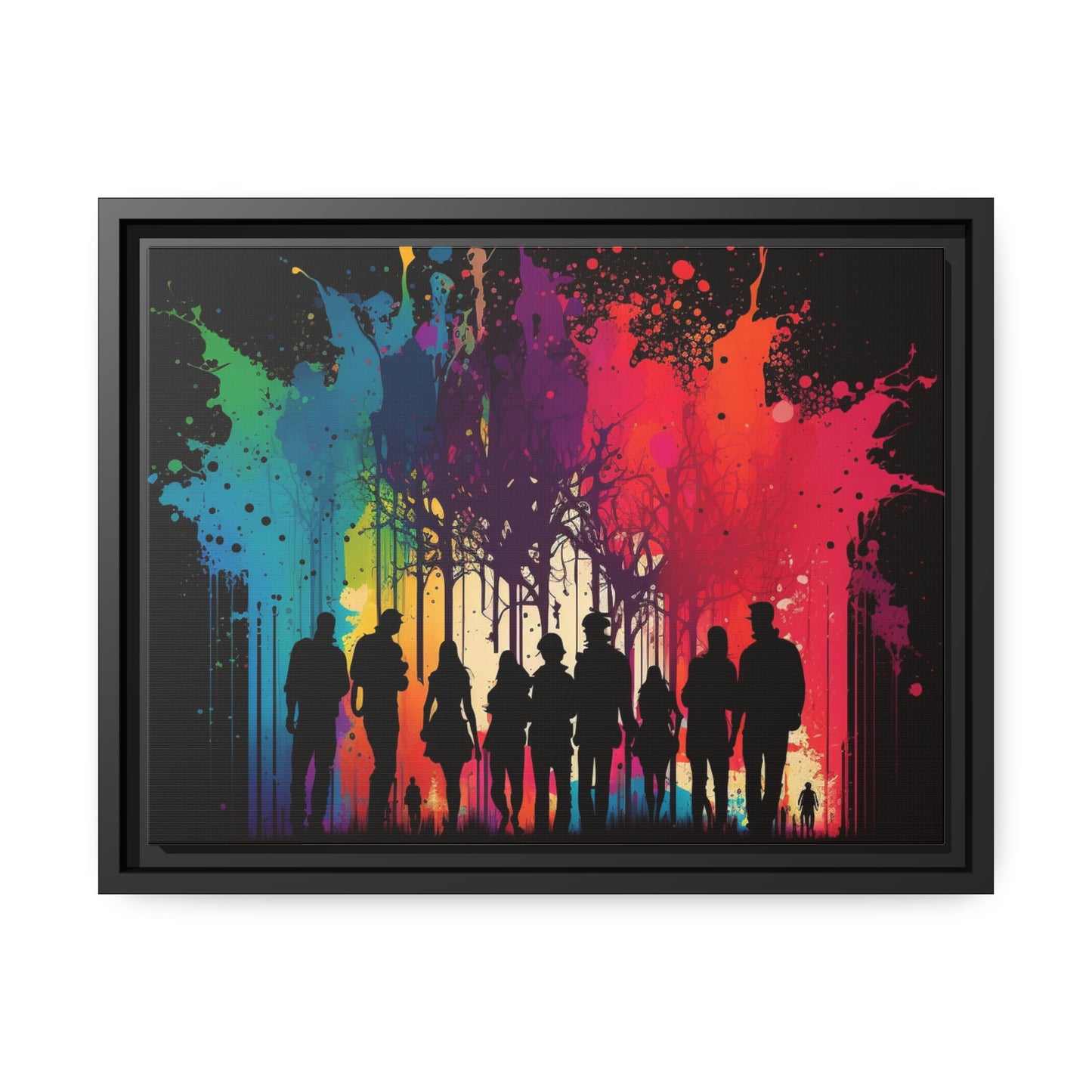 Matte Canvas, Black Frame Silhouettes Color Party 2