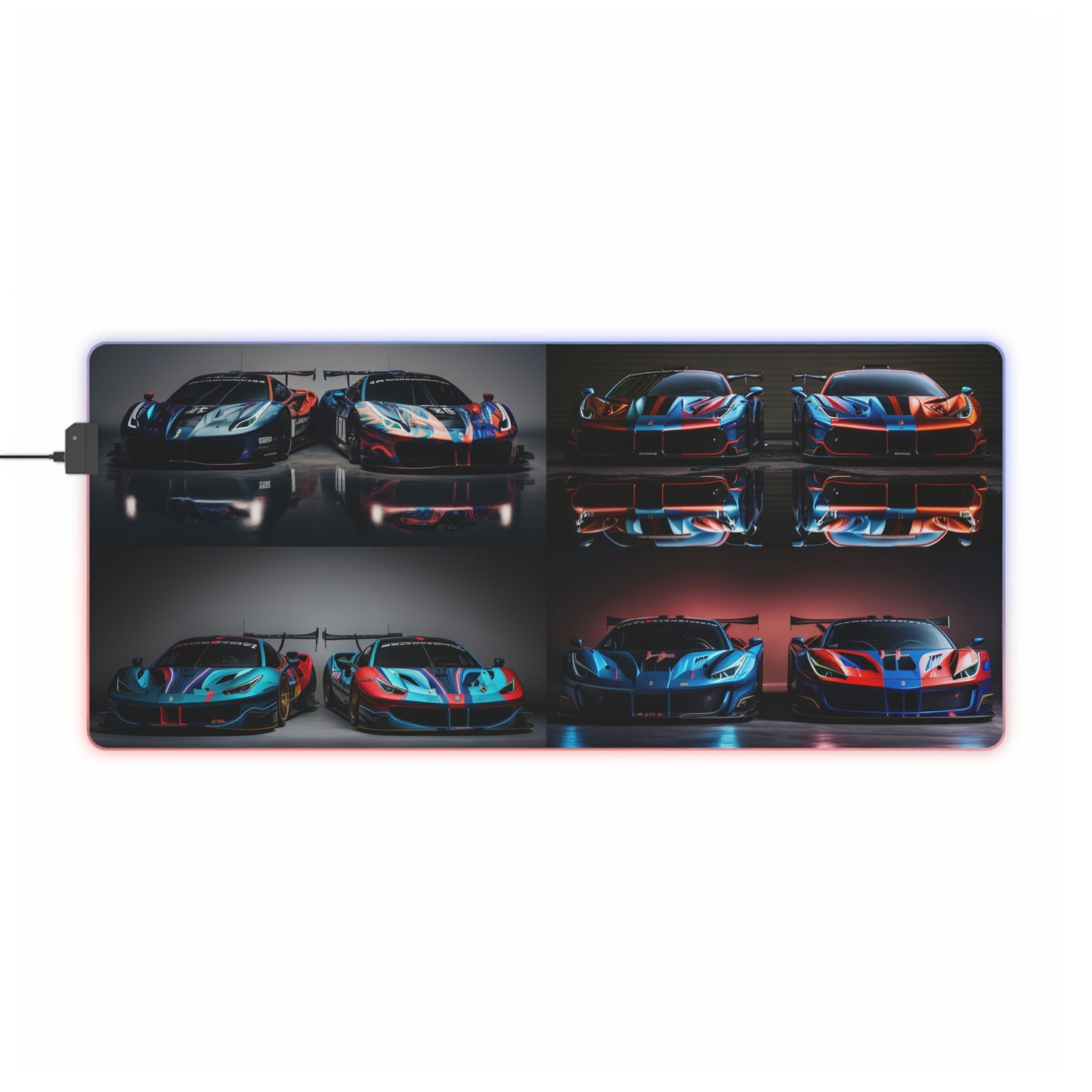 LED Gaming Mouse Pad Ferrari Blue Red 4 Pack