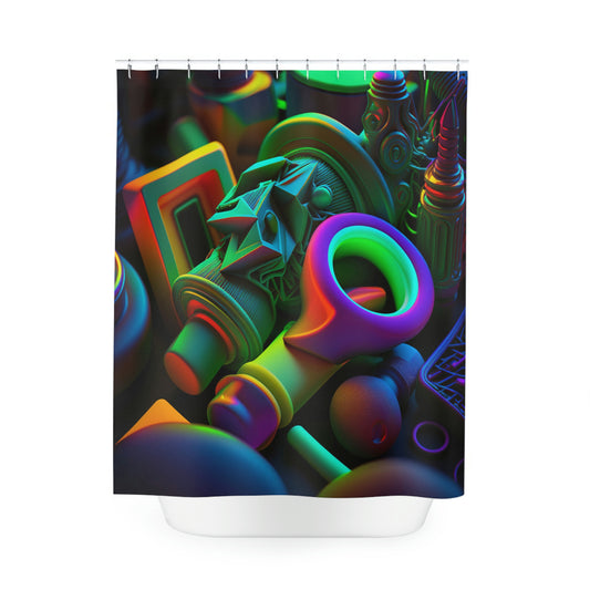 Polyester Shower Curtain neon glow 2