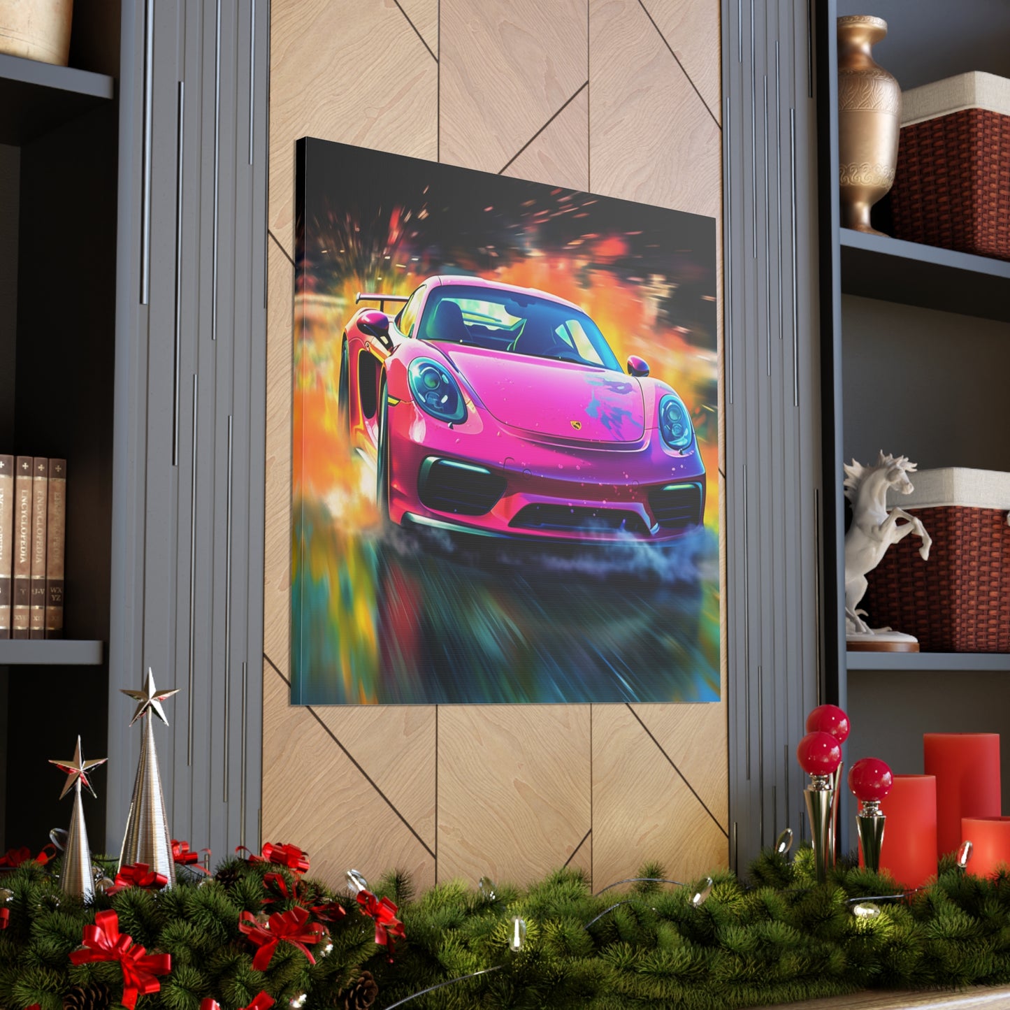 Canvas Gallery Wraps Pink Porsche water fusion 4