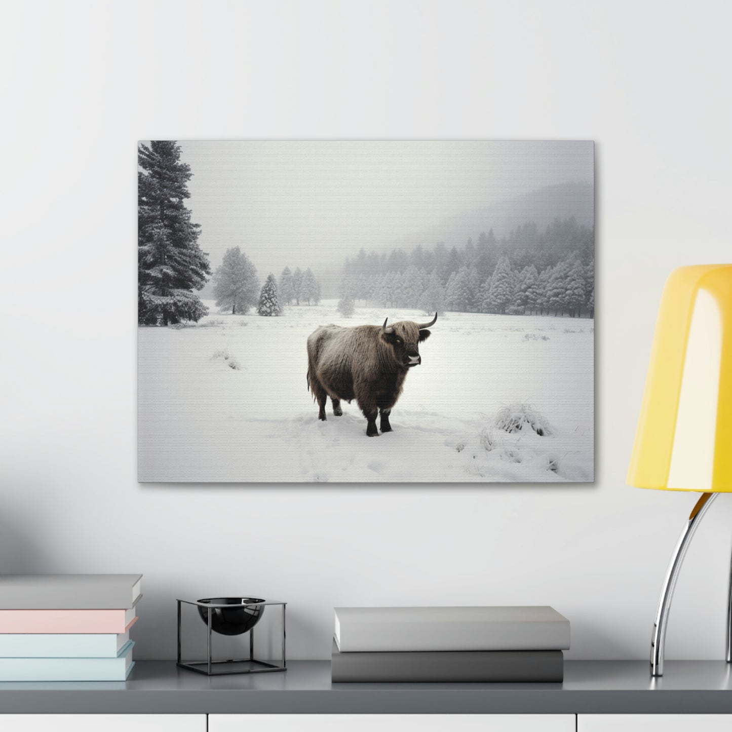 Canvas Gallery Wraps Cow Snow 4