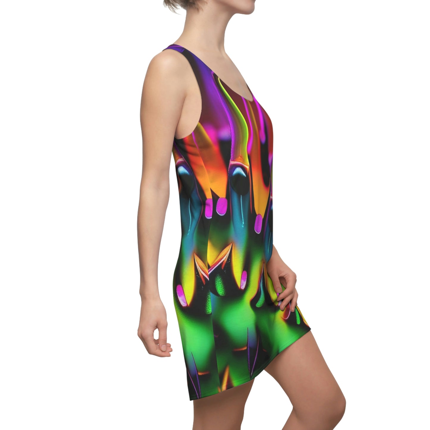Women's Cut & Sew Racerback Dress (AOP) Neon Spike 1