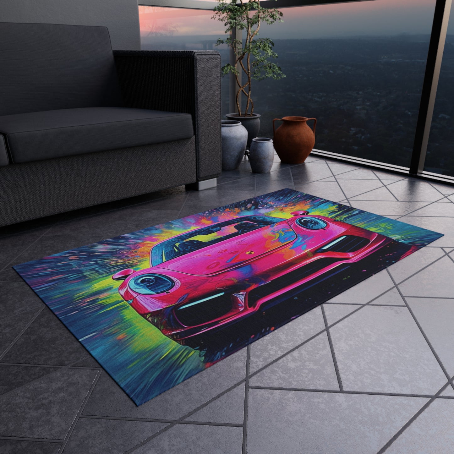 Outdoor Rug  Pink Porsche water fusion 3