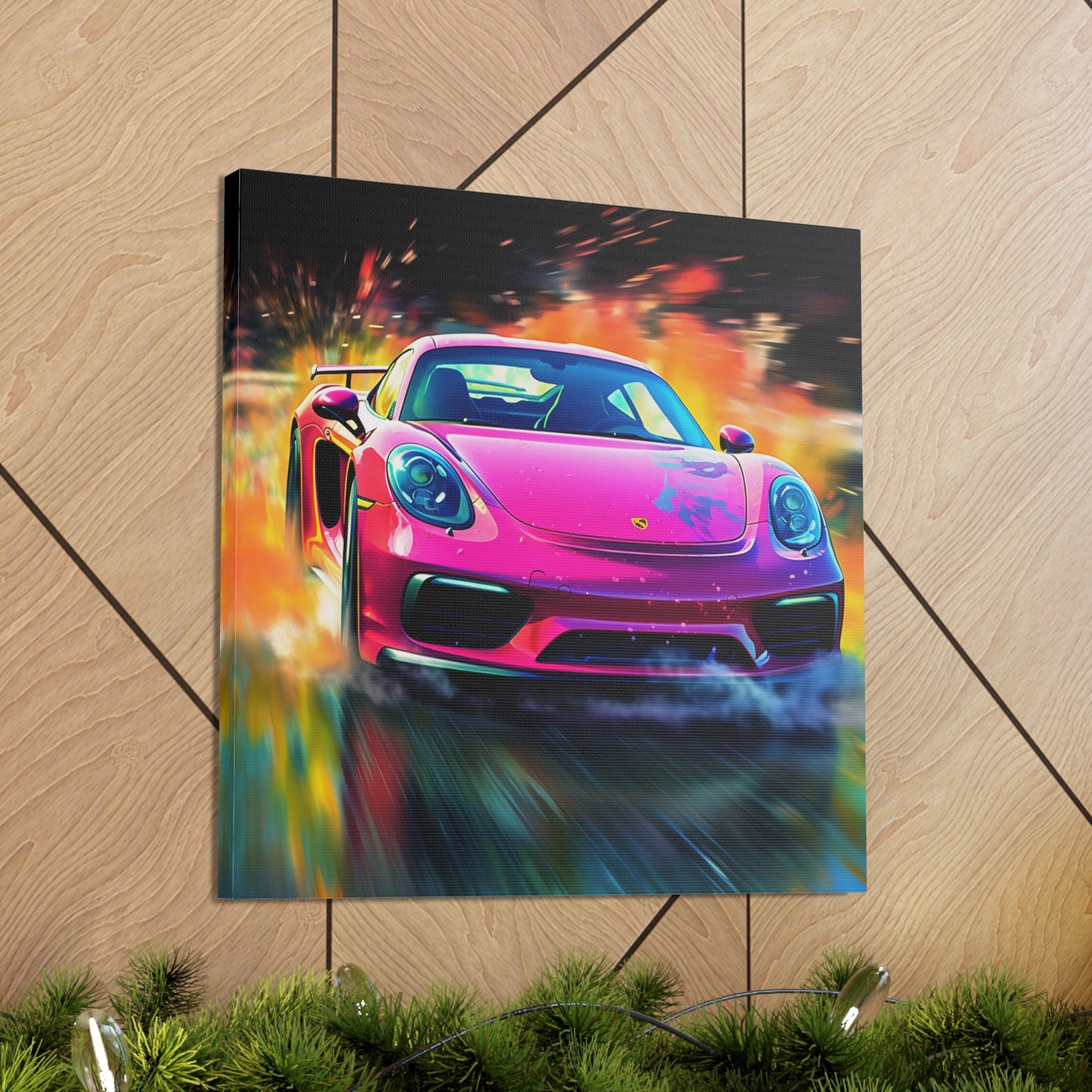 Canvas Gallery Wraps Pink Porsche water fusion 4