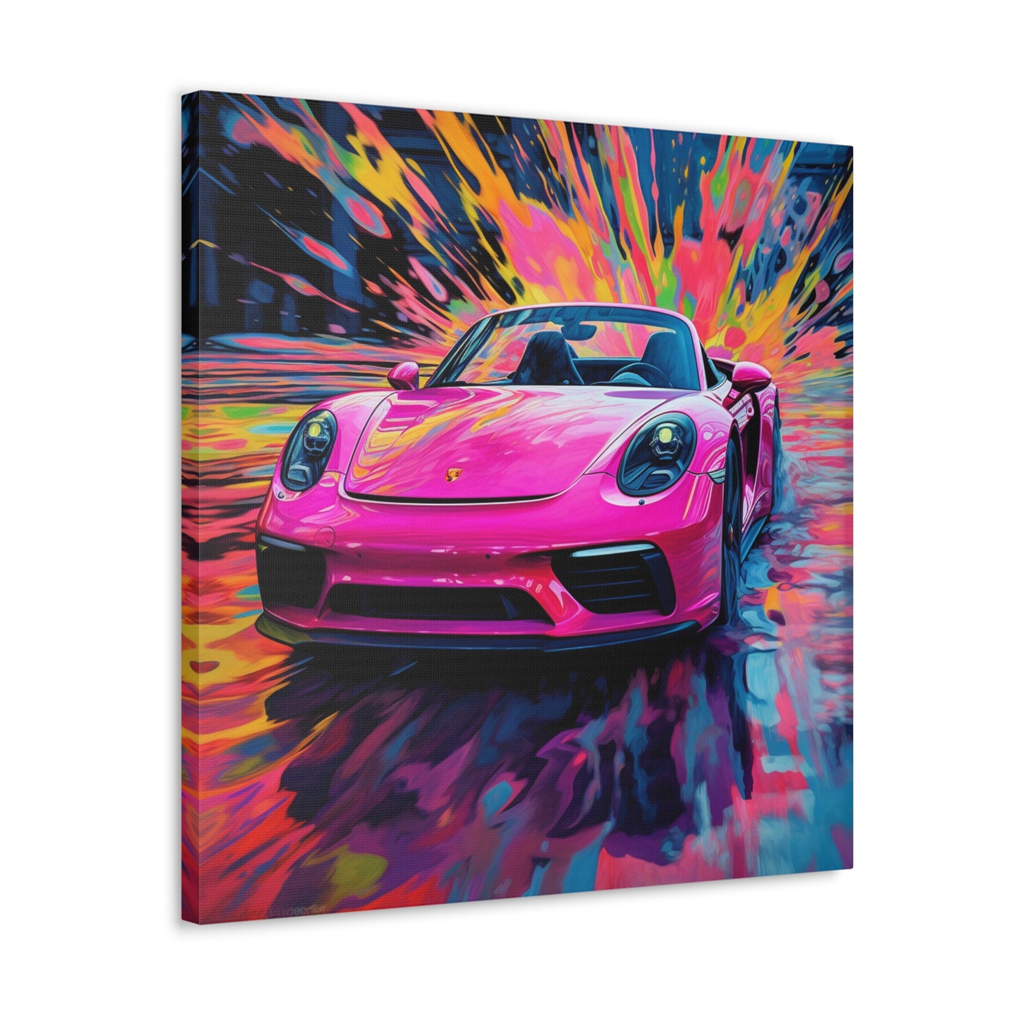 Canvas Gallery Wraps Pink Porsche water fusion 2