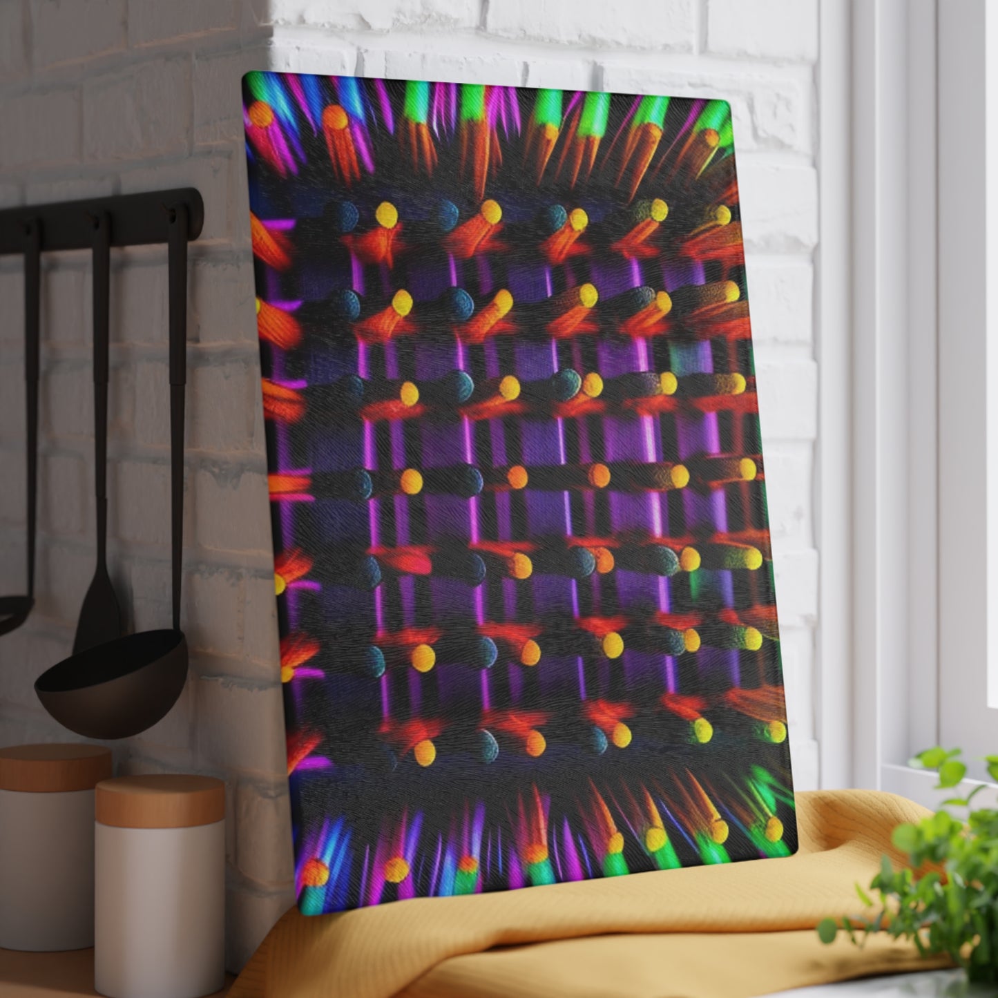 Glass Cutting Board Macro Cactus neon square 2