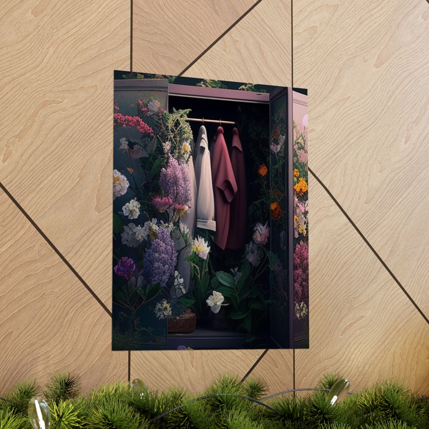 Premium Matte Vertical Posters A Wardrobe Surrounded by Flowers 2