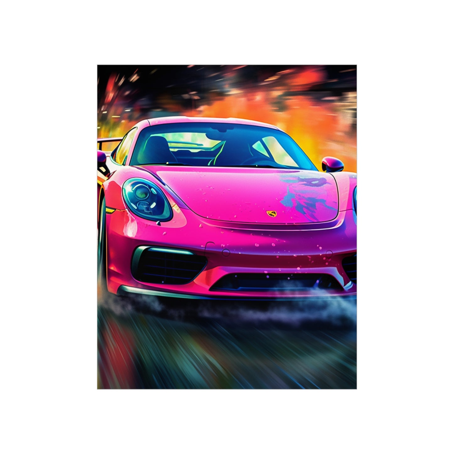 Premium Matte Vertical Posters Pink Porsche water fusion 4