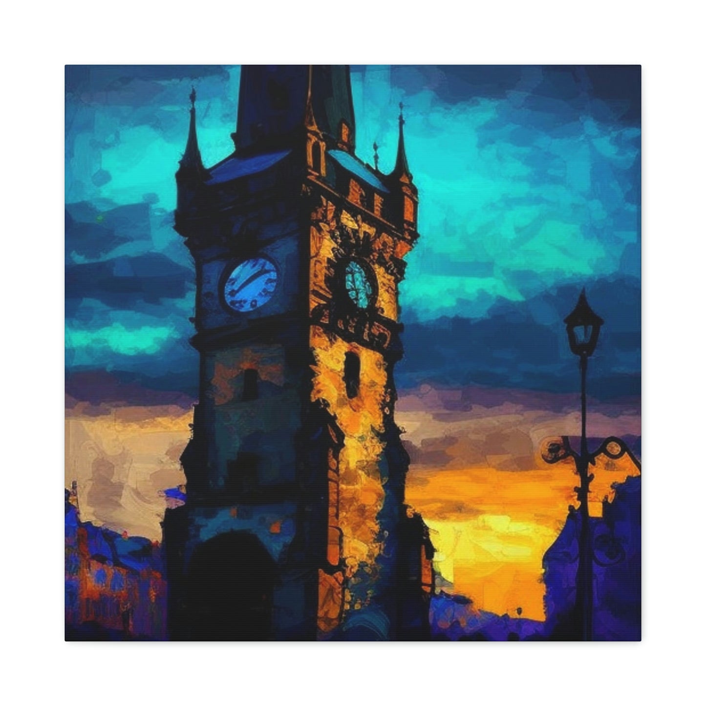 colorful clock tower abstract