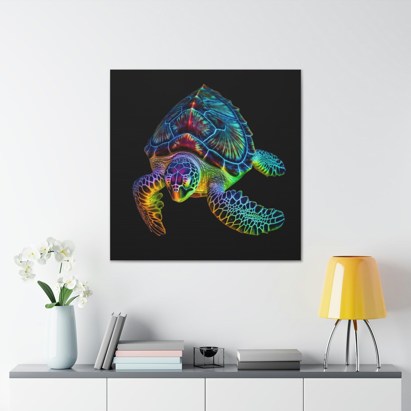 Canvas Gallery Wraps Neon Sea Turtle 1