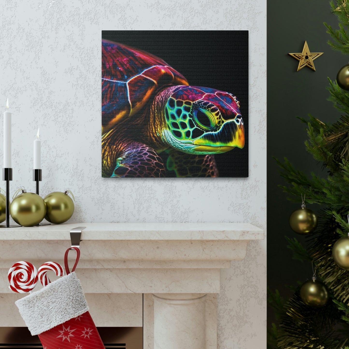 Canvas Gallery Wraps Neon Sea Turtle 3