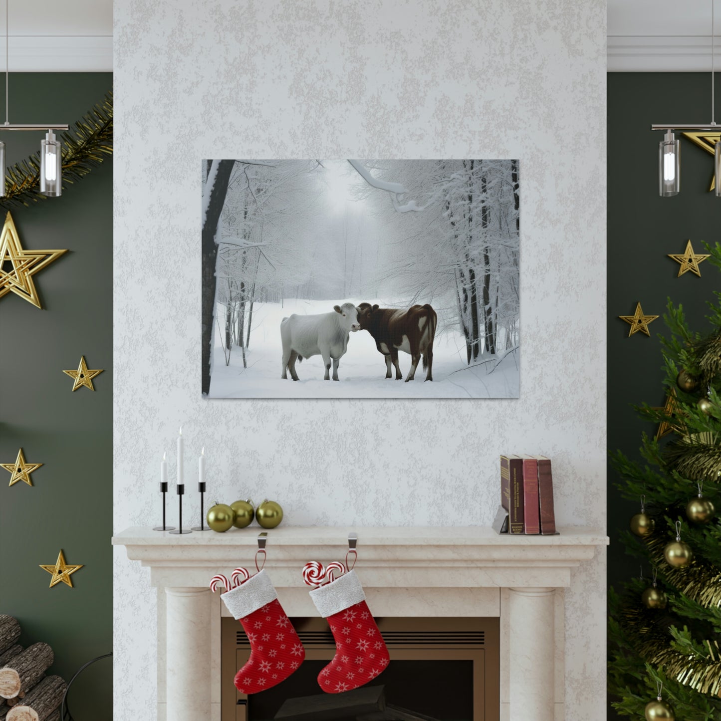 Canvas Gallery Wraps Long Haired Cow snow 4