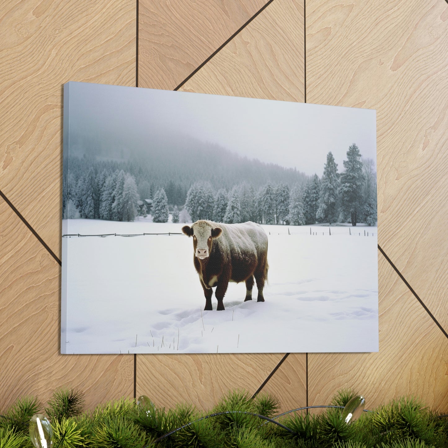 Canvas Gallery Wraps  Cow Snow 1