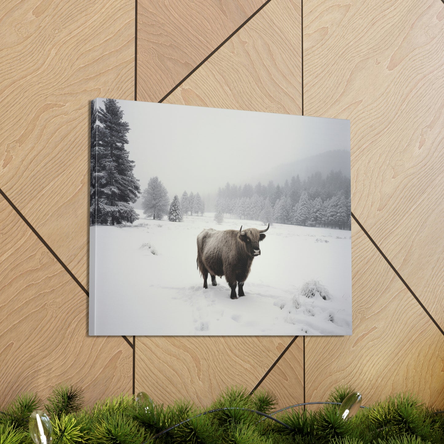 Canvas Gallery Wraps Cow Snow 4