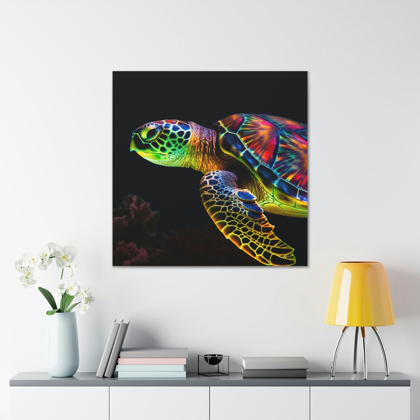 Canvas Gallery Wraps Neon Sea Turtle 4