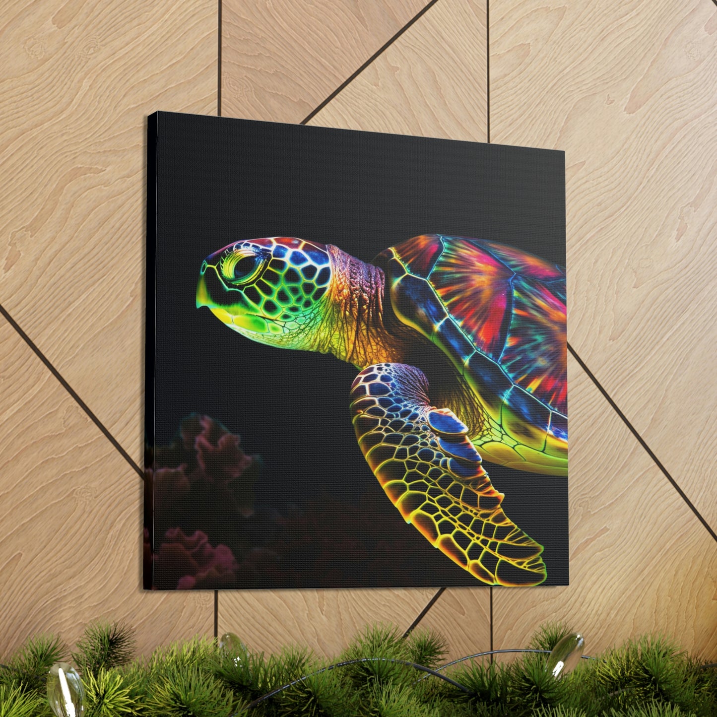 Canvas Gallery Wraps Neon Sea Turtle 4