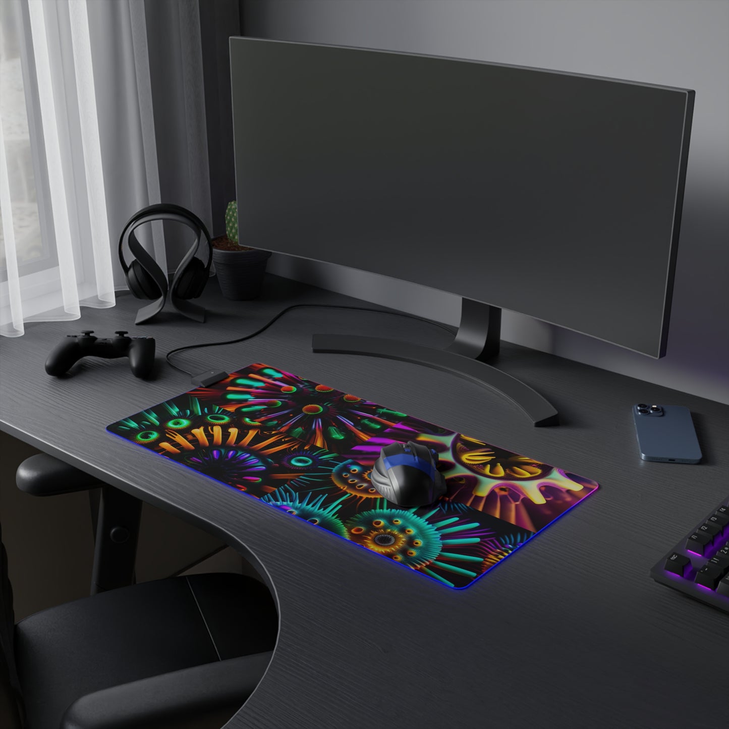 LED Gaming Mouse Pad Neon Macro